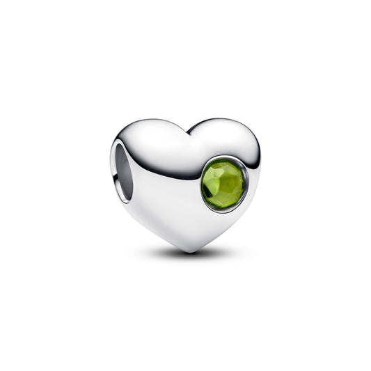 Engravable Spring Green Stone Heart Charm