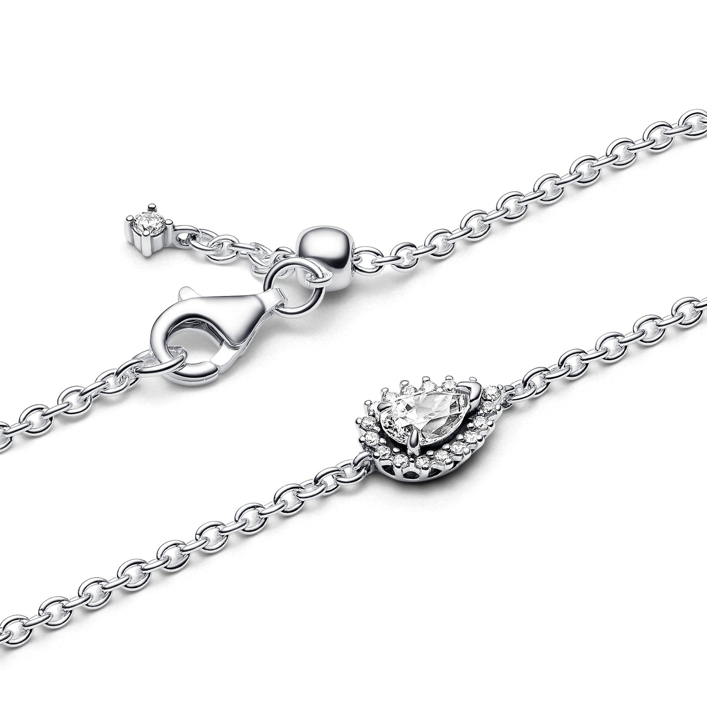 Sparkling Pear Halo Chain Bracelet